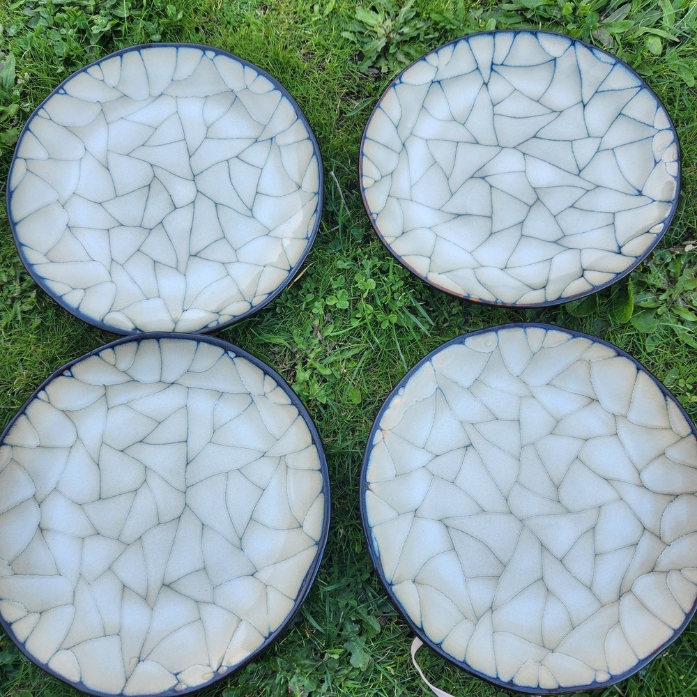 Jaclyn‎ Smith Stoneware Crackle Finish 8.75" Salad Luncheon Plates RARE
